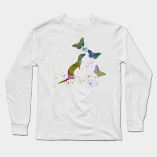 Ferret and butterflies Long Sleeve T-Shirt